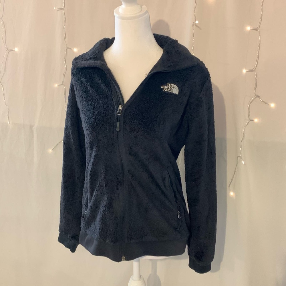 North Face Black Fuzzy Women's Medium Full Zip Jacket - Very Good Condition